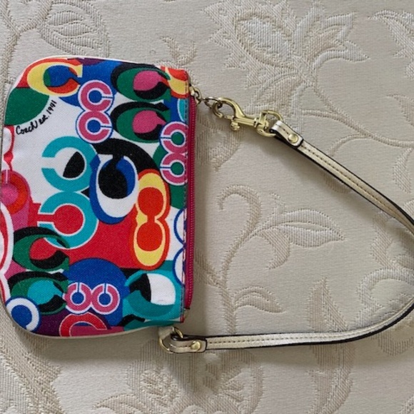 Multicolor "Poppy"  Coach Wristlet - Picture 6 of 9